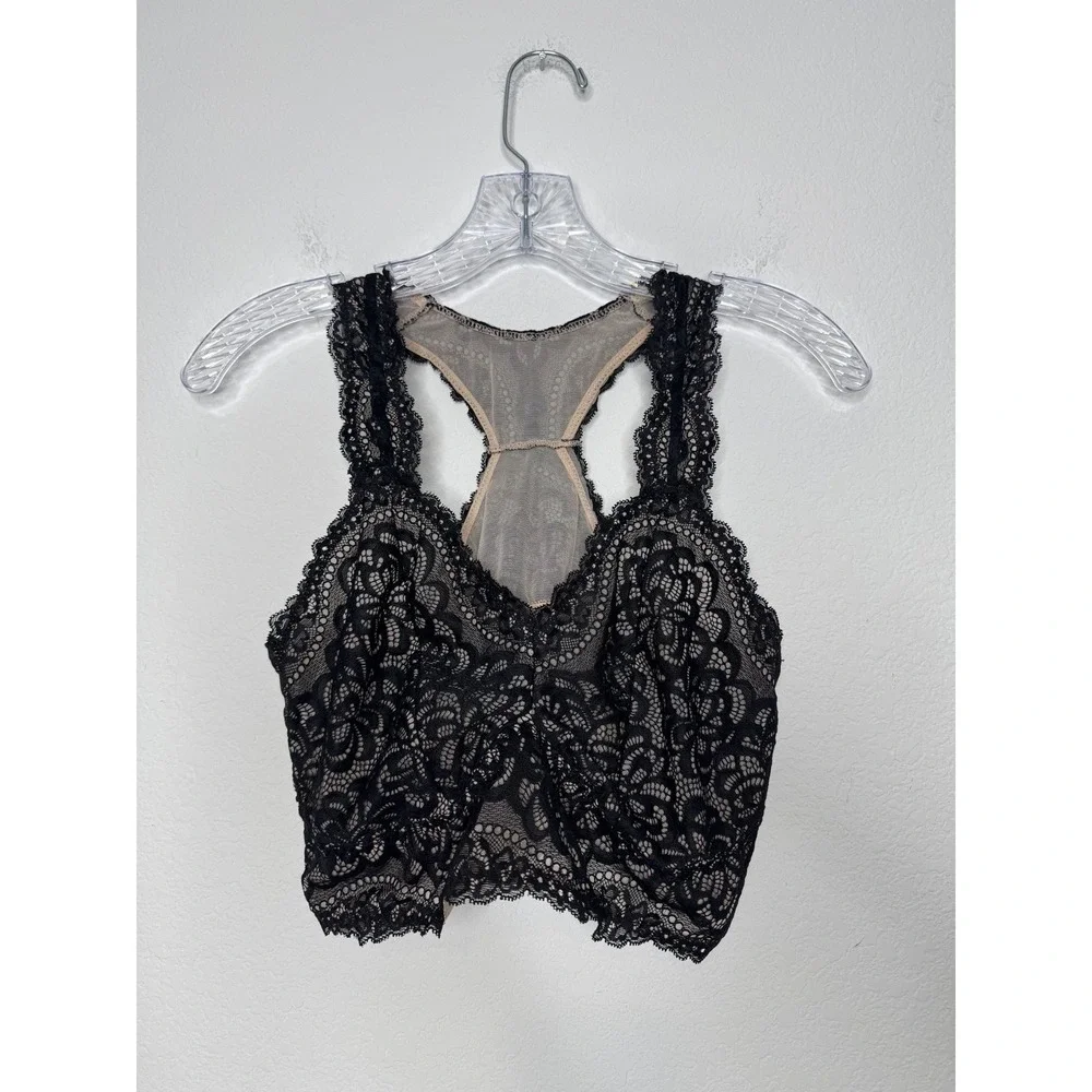 Torrid Curve Black Nude Lace Racerback Unlined Bralette Size 0 / Large‎ NEW